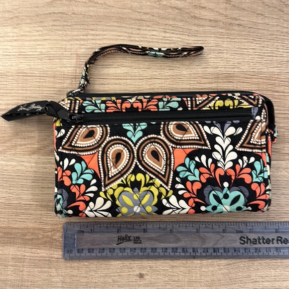 VERA BRADLEY Sierra Wristlet Wallet Coral/Navy Print VGC! - Picture 2 of 7